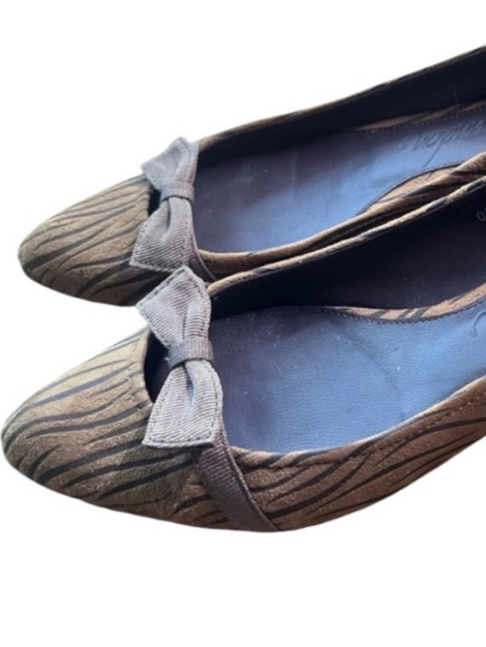 Laura Brandon Genuine Leather Brown Zebra-Print Ballet Flats -  Women Size 8